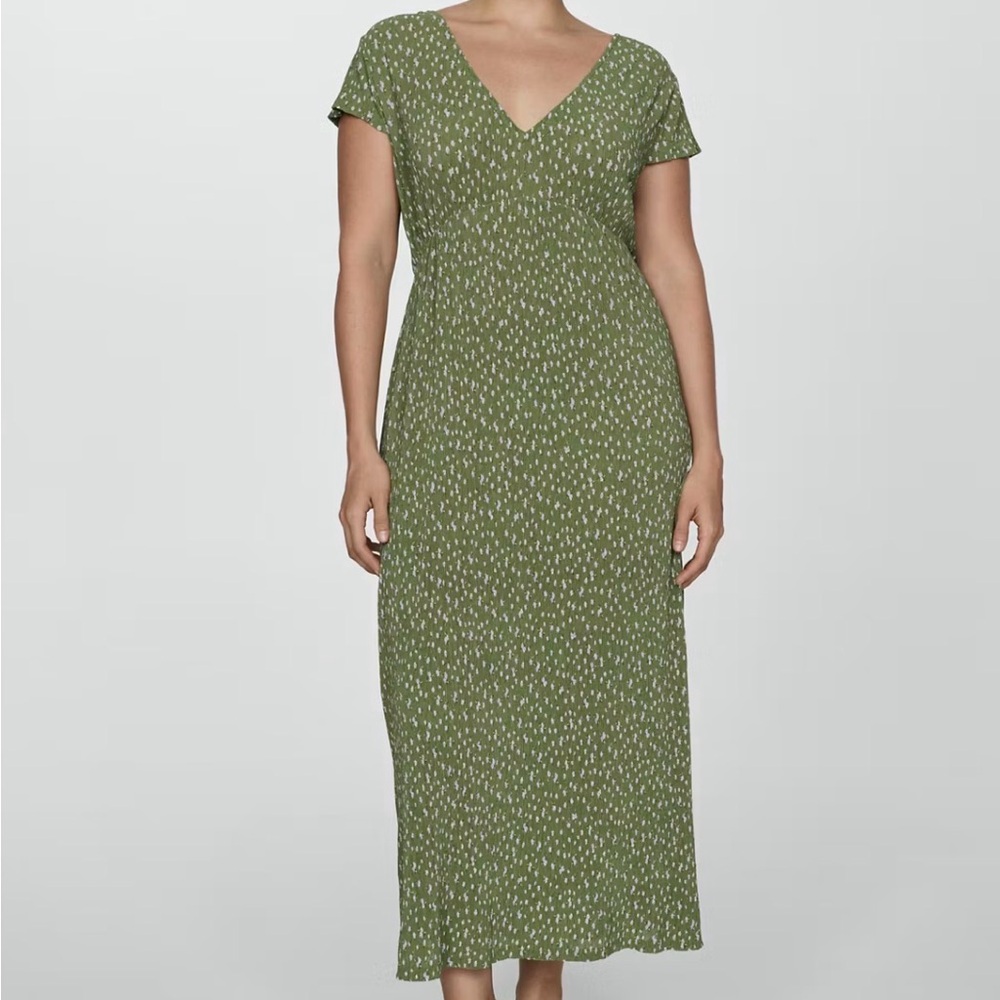 Zara Olive Green Printed Maxi Dress